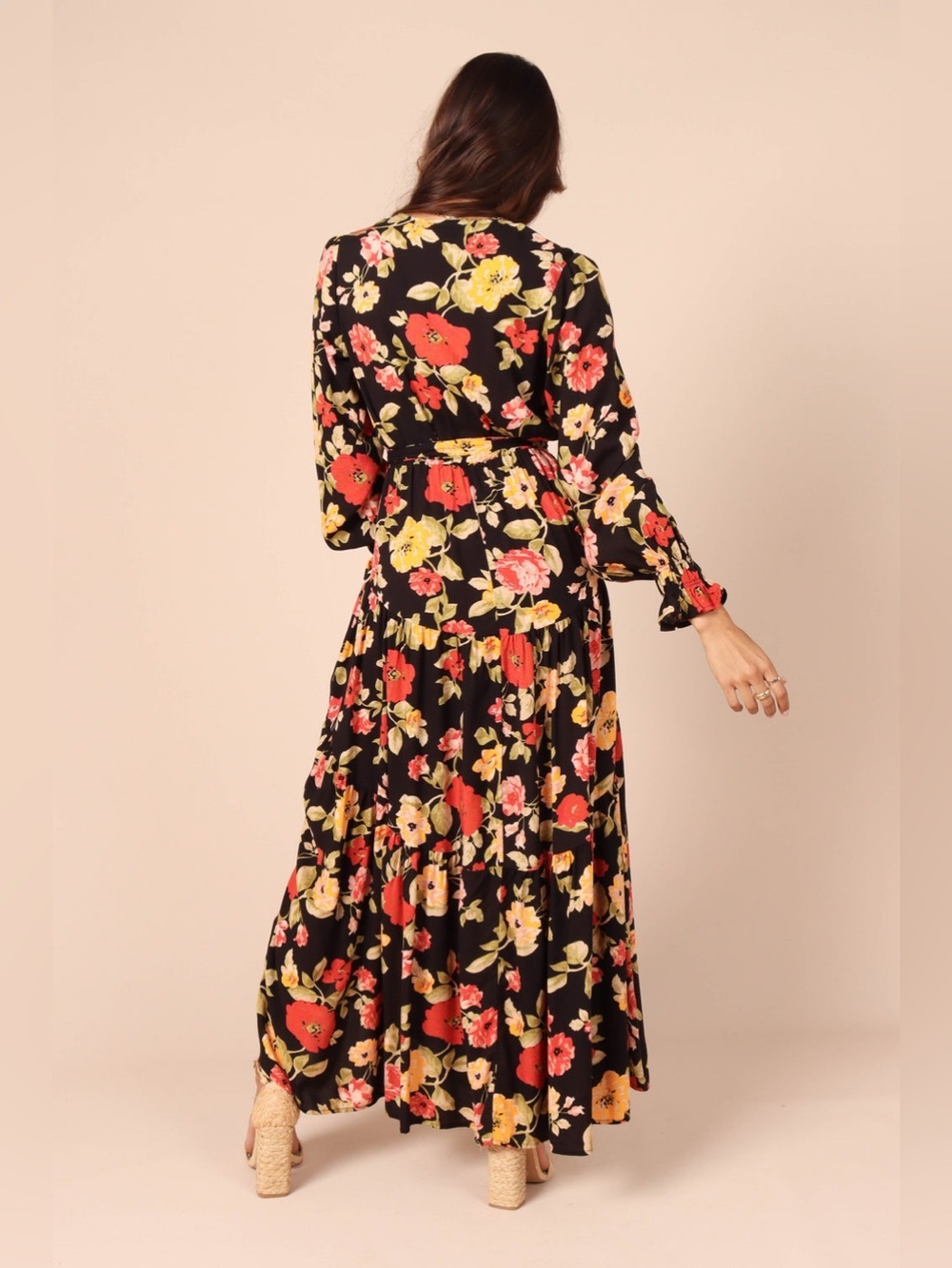 Petal and Pup Black Floral Ruana Maxi Dress 4 - Picture 4 of 16
